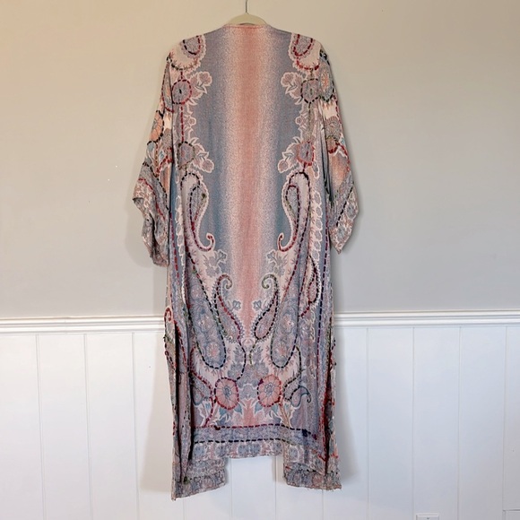 Raj Floral Embroidered Long Kimono OS - Picture 3 of 7